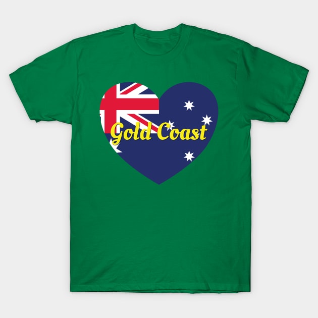 Gold Coast QLD Australia Australian Flag Heart T-Shirt by DPattonPD